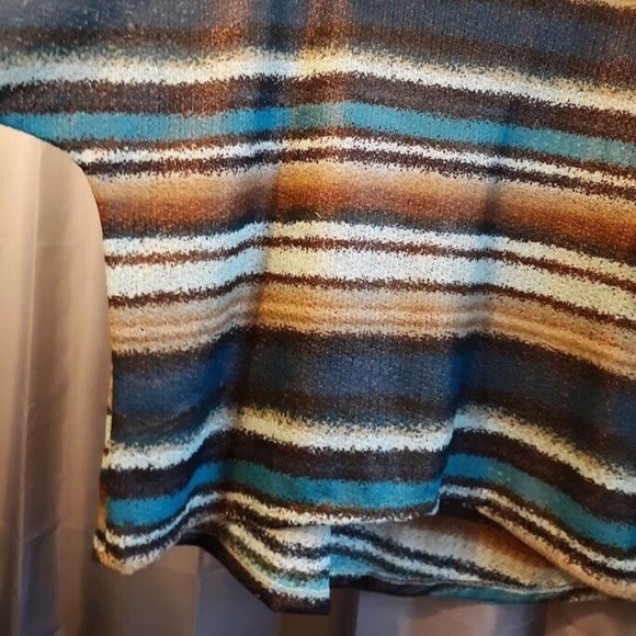 Copper Sheen T-shirt Top Plus 1X Blue Brown Teal Dolman Scoop neck hi-lo blouse - Picture 6 of 9